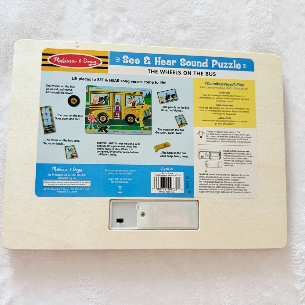 Melissa & Doug Wooden Puzzle Set Kids Multicolor Sound & Chunky Farm Zoo Bus 3